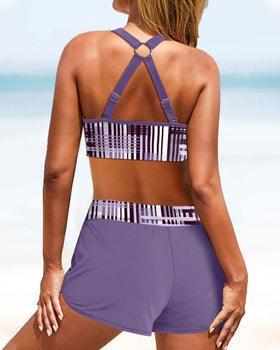 Katrin® | Bikini mit hoch tailliertem Unterteil und Streifenmuster