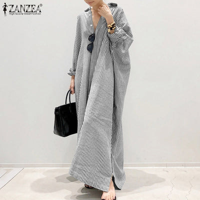 Dagmar® | Maxikleid mit Streifen und langen Ärmeln