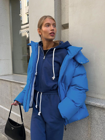 Puffer-Winterjacke mit Kapuze für Frauen