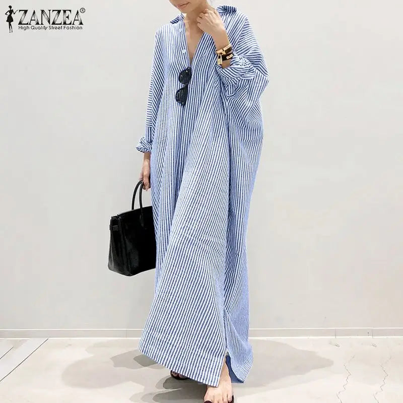Dagmar® | Maxikleid mit Streifen und langen Ärmeln