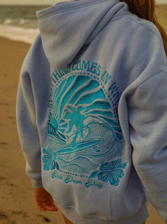 FEMMEHAUS PALM HOODIE in Blaue Wellen