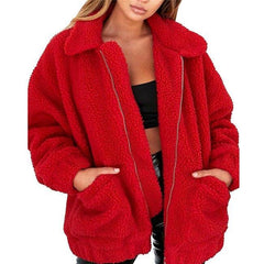 Tulsa - damen fleece sweatshirt mit breitem kragen in Rot