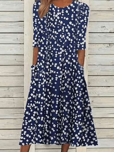Halben Ärmeln Blumenkleid für Damen