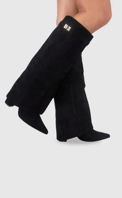 Elena | Damen Elegante Wildleder Stiefel Boots in Schwarz
