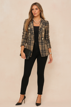 Brigitte | Damen Karierte Taillierte Blazer in Braun