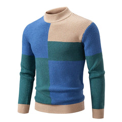 Bunter Rollkragenpulli - Benjamin in Blau - Grün - Nicht auf Lager