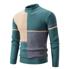 Bunter Rollkragenpulli - Benjamin in Grün - Grau - Khaki