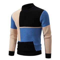 Bunter Rollkragenpulli - Benjamin in Schwarz - Blau - Khaki