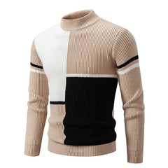 Bunter Rollkragenpulli - Benjamin in Khaki - Schwarz - Weiß