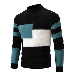 Bunter Rollkragenpulli - Benjamin in Schwarz - Grün - Weiß