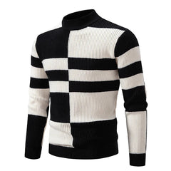 Bunter Rollkragenpulli - Benjamin in Schwarz - Weiß