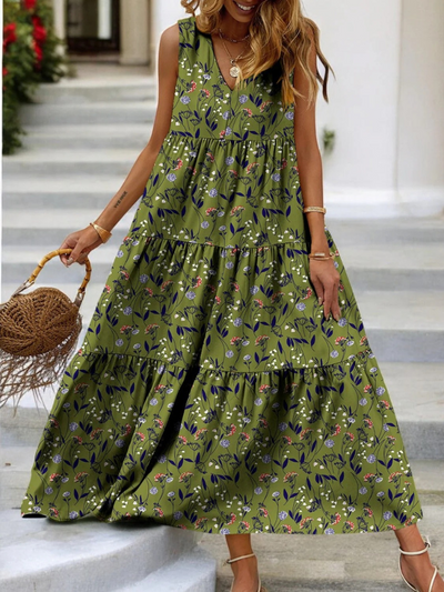 Buntes geblümtes Kleid für Damen | Maxi