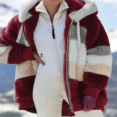 Damen Kapuzenjacke mit Fleecefutter | Reißverschlusstaschen Langarm in Rot
