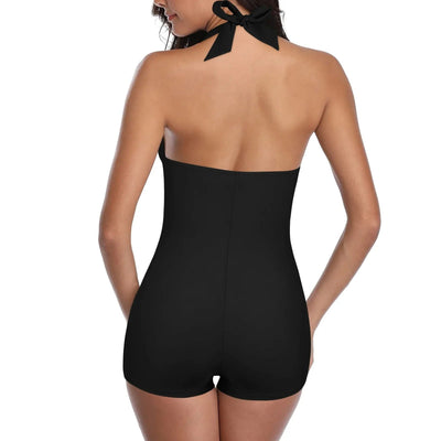 Geraffter Neckholder-Einteiler Badeanzug für Damen