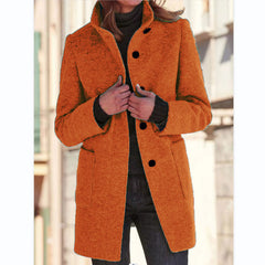 Vintora™ – Retro Damen-Windjacke mit Knöpfen und Stehkragen in Orange