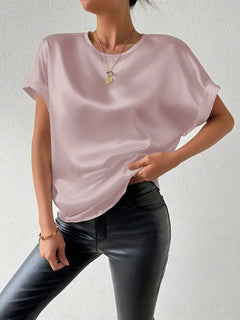 Martina | Mühelos schicke Batwing-Ärmel Bluse – Perfekt für jede Saison in Blassrosa-Grau