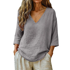 Rhianna - Elegante Bluse mit V-Ausschnitt in Grau