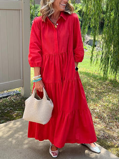 Amara | Maxi Kleid aus Baumwolle für den Alltag in Rot