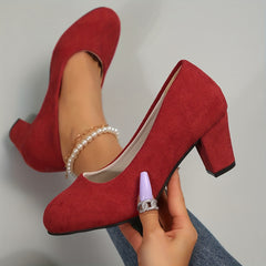 Emilia | Pumps Damen stilvoll mit breiter Spitze in Rot