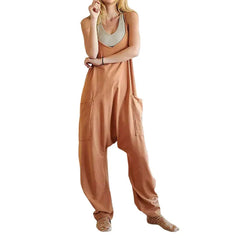 Ärmelloser Jumpsuit mit Taschen für Damen in Braun