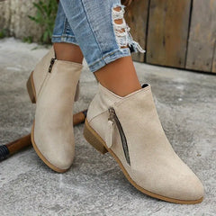 Dani | Trendige Wildlederstiefel mit Absatz in Beige