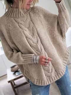 Zopfmuster-Pullover – Mühelose Wärme mit schicker Eleganz in Khaki