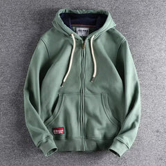 Max | Herren Zip-Hoodie Fleece Kapuzenpullover Casual in Grün