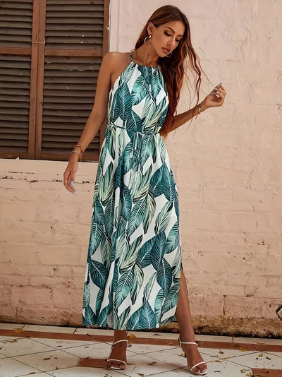 Jocelyn® | Neckholder-Strandkleid mit Blattmuster