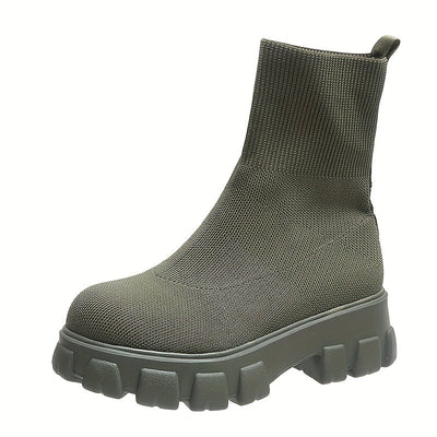 Yvette - Damen Plateau Sockenstiefel