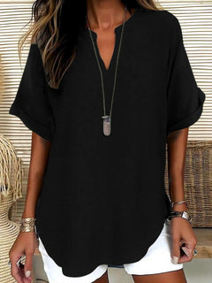 Xalina - Bluse mit weicher Haptik und Ausschnitt-Detail in Schwarz