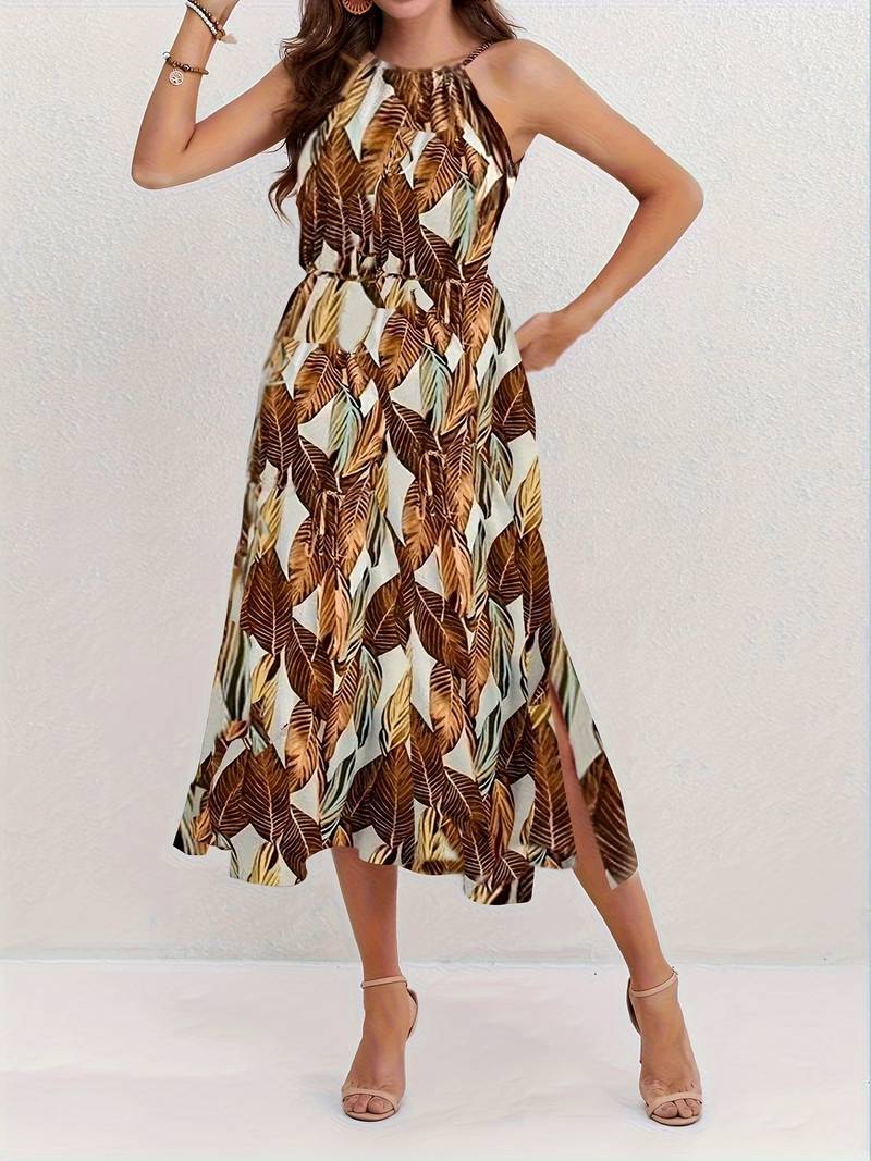 Jocelyn® | Neckholder-Strandkleid mit Blattmuster