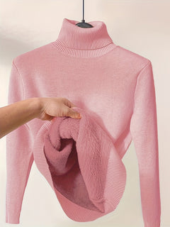 Stilvolle Damen Rollkragenpullover in Rosa