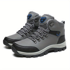 Winterschuhe Herren| Outdoor Schnürstiefel Mit Futter in Grau