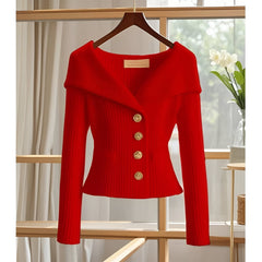 Barbora | Mühelos schicker Frühling- und Herbst-Cardigan in Rot