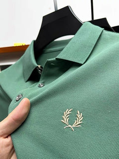 Calvin | Herren dehnbares elegantes Poloshirt in Bohnengrün