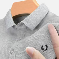 Calvin | Herren dehnbares elegantes Poloshirt in Hellgrau