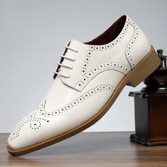 Matthias®️ - Brogue-Schuhe aus Leder in Weiß