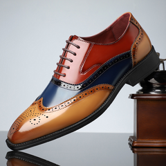 Matthias®️ - Brogue-Schuhe aus Leder in Tricolor Cognac