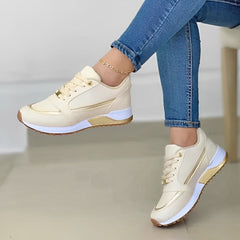 Lässige Schnürsneaker für Damen in Beige