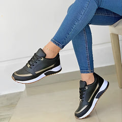 Lässige Schnürsneaker für Damen in Schwarz