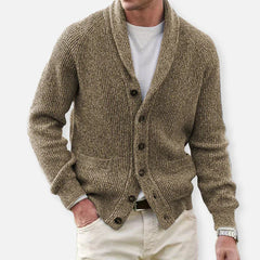 HUBERT - HANDGESTRICKTE STRICKJACKE in Khaki