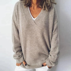Elisabeth | Damen V-Ausschnitt Pullover in Grau