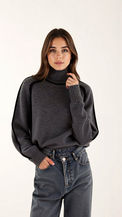 Catalina - Strickrollkragenpullover - Kontrastierende Linien