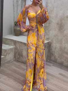 Deborah | V-Ausschnitt Hochzeitsgastkleid in Mehrfarbig