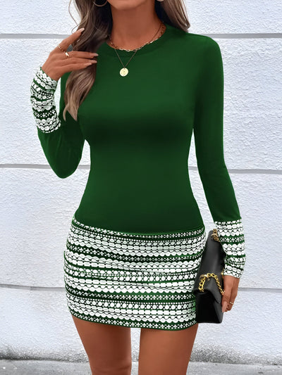 Amelie | Gestreiftes Rundhals Bodycon Mini-Kleid