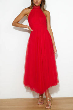 Phoebe - Kleid mit langem Rock in Rot