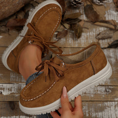 Damen Vintage Schnür-Mokassinschuhe in Braun
