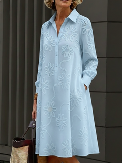 Sirelin - Softtouch-Midi-Hemdblusenkleid in Blau