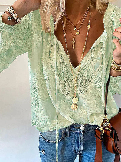 Shirley - Langärmlige Bluse mit Spitzendetails