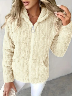GAELLE | Langarm Kapuzenpullover Mit Reißverschluss in Beige